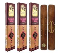 AROMASENSES | Pack 3 Inciensos Mystic Spirits Palo Santo con Sandalo | 3 Cajetillas de 8 Varillas + 1 Tablilla de Madera | Sahumerio Artesanal | Esotérico | Purificación