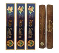 Aromasenses | Pack 3 inciensos Palo Santo Balaji Masala + 1 Tablilla Aromasenses - Natural | 15 gr x 3 = 45 gr | Relajación | Meditación | Yoga