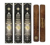 Aromasenses | Pack 3 Inciensos Pirita + 1 Tablilla Aromasenses | Minerales Esotéricos | 3 x 20 gr = 60 Gramos de Incienso + 1 Cajita con Minerales Pirita | Energia | Purificación | Limpieza Espiritual