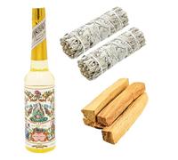 Aromasenses - Palo Santo Sagrado De Perú - 100% Natural Ecologico - Bursera Graveolens - Limpiador de Energías -Corte Artesanal (50 Gramos + 1 Florida + 2 Atadillos Salvia Blanca)