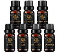 Aromaterapia aceite esencial set para difusor, 100% puros aceites esenciales, 7X10ml grado terapéutico aceites esenciales Set-manzanilla, geranio, lavanda, agujas de pino, rosa, tomillo aceite etc
