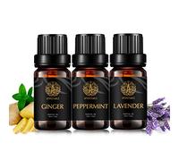 Aromaterapia jengibre aceite esencial Set para difusor,3x10ml 100% Pure Lavender aceite esencial Set para Humidifier-lavanda,jengibre,menta aceites esenciales Set,aromaterapia Hierbabuena aceites Kit