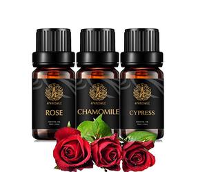 Aromaterapia manzanilla aceite esencial set para difusor, 3x10ml 100% Pure Rose aceite Essential Set para humidificador-manzanilla, rosa, Cypress aceite esencial set, aromaterapia Cypress Aceites Kit