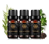 Aromaterapia romero aceite esencial set para difusor, 3x10ml 100% puro Negro Pimienta Aceite Esencial Kit para humidificador-Romero,Negro pimienta,tomillo aceite set, aromaterapia tomillo aceites Kit