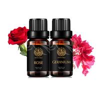 Aromaterapia Rosa aceite esencial set para difusor,2x10ml 100% puro Geranio Aceite Esencial Kit para humidificador-geranio,rosa Aceites Esenciales kit,aromaterapia geranio aceite,Puro Rosa Aceite kit
