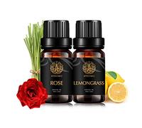 Aromaterapia Rosa Aceites Esenciales Set para la fabricación de velas, 100% puro hierba de limón aceite esencial set para ambientador, 2x10ml Aromaterapia Lemongrass Oils Set para DIY bombas de baño