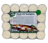 AROMATIS - 20 x Velas de Té Fragancia Vainilla en Crema - Candelitas de Olor Individuales Ø 39 mm - Ideal Aromaterapia, Decoración, Ambientación, Quemador de Esencias