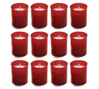 AROMATIS - Lote 12x Velas Rojas 6,5 x 4,7(Ø) cm (2,56 x 1,85 In.) - Velón Votivo - Vela Litúrgica Deseos - Duración 24 horas - Parafina Vegetal Sin Olor