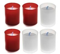 AROMATIS - Lote 3 Velas Rojas + 3 Velas Blancas 6,5 x 4,7(Ø) cm (2,56 x 1,85 In.) - Velón Votivo - Vela Litúrgica Deseos - Duración 24 horas - Parafina Vegetal sin Olor