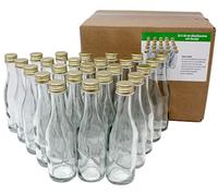 Aromhuset 25 botellas de cristal vacías de 50 ml con cuello de coñac, transparente y tapón de rosca dorado, para rellenar con alcohol, licores, licores, especias y decoración
