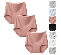 Aromira - Calzoncillos moldeadores para mujer, comodidad premium, comodidad sin costuras, suaves, transpirables, ropa interior de algodón de cintura alta para el abdomen, 3 piezas-i, L