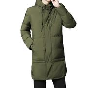 aromm Chaqueta Acolchada con Capucha para Hombre Cremallera Completa Abrigo Puffer Cálido de Longitud Media Verde, M