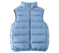 aromm Chicas Niña Chaleco Acolchado Cuello de Pie Acolchado Plumón Cremallera Sin Mangas Invierno Chaqueta, Azul, 11-12 Años