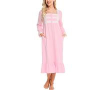 aromm Mujeres Camisones Suave Botón Victoriano Manga Larga Suelto Pijama de Lactancia Materna