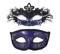 Aroncent 2 unidades de máscara veneciana negra: noble mascarada de ojos para hombre y mujer, máscara de carnaval con brillantes accesorios para Halloween, carnaval, boda, fiesta de disfraces