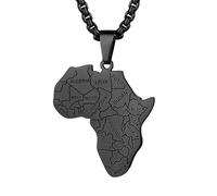 Aroncent Collar con colgante africano para hombre: diseño de mapa de África clásico colgante de acero inoxidable Cadena de hombre de moda para actuaciones con estilo, /, Acero inoxidable, No es una