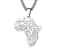 Aroncent Collar con colgante africano para hombre: diseño de mapa de África clásico colgante de acero inoxidable Cadena de hombre de moda para actuaciones con estilo, /, Acero inoxidable, No es una