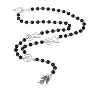 Aroncent Collar de hombre Kruez colgante: acero inoxidable moda religión Satánico Rosario bautizo cadena negro collar de perlas Goat Mendes joyería, /, Acero inoxidable, No es una piedra preciosa