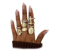 Aroncent Knuckle Juego de 10 anillos para mujer: Boho Stackable Fingerringe con motivo de cruz y Madonna Vintage Y2K Anillos para mujer Anillos apilables Anillos ajustables joyas para niñas para el