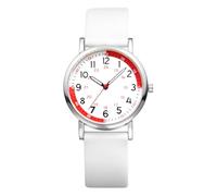 Aroncent Reloj de enfermera con calculadora de pulso: reloj de pulsera analógico de cuarzo de 24 horas profesional médico con correa de silicona y caja plateada para mujeres trabajadoras sanitarias