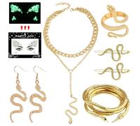 ARONRAVE Medu-sa - Conjunto de joyas de serpiente, collar de serpiente, pulsera, accesorios de disfraces, disfraz de serpiente para Halloween, m, No, No.