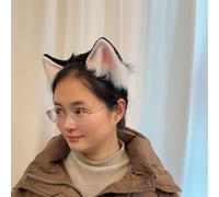 Aroogudo Cola eléctrica motorizada para cosplay y paty, accesorios de ansiedad social esponjosos y suaves, para mascotas, gatos, zorros/cola de lobo (oreja negra (no eléctrica))