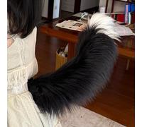Aroogudo Cola eléctrica motorizada para cosplay y paty, accesorios esponjosos y suaves para la ansiedad social, para mascotas, gatos, zorros/cola de lobo (cola eléctrica blanca y negra)