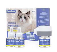 AROPEME Kit de difusor calmante para gatos (1 difusor + 3 recambios, 48 ml cada uno), difusor calmante de feromonas para gatos múltiples, marcas de orina y arañazos