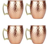 ARORA Moscow Mule - Juego de 4 tazas de aluminio martilladas hechas a mano para bebidas de cóctel, regalos de fiesta de bar de cerveza, color cobre, 19 onzas