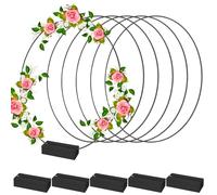Aros de Corona Floral: PRITOK 6 Piezas 30CM Aros Florales de Metal Anillos con 6 Piezas Soporte de Madera Negra, Aros de Metal Anillos Atrapasueños para Manualidades de Flores DIY, Decoración de Mesa