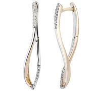 Aros De Oro Amarillo 585 Con 28 Diamantes Brillantes En Forma Elegante
