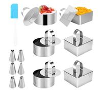 Aros Emplatar, 6 Pedazos Aro Emplatar, Acero Inoxidable Moldes Emplatar, Bricolaje Aros Reposteria Adecuado para Hacer Pasteles Glaseados Galletas Sándwiches Chocolates y Ensaladas con Formas