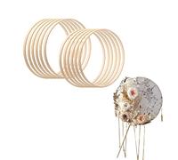 Aros florales de madera, juego de anillos de corona de bambú, aros de madera, atrapasueños, aro decorativo floral para decoración de corona de boda y manualidades de macramé para colgar en la pared