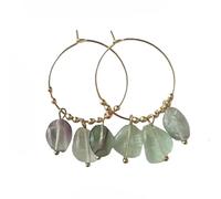 Aros Grandes, Ligeros, Finos Y Grandes para Mujer, Pendientes Colgantes Irregulares De Fluorita con Cuentas De Piedra Natural, Joyería De Playa Tropical De Verano.