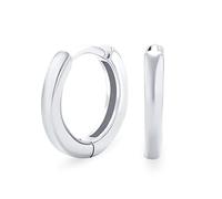Aros Huggie Básicos Simples Delgados Planos Kpop para Mujeres y Hombres Bisagra Pulida .925 Plata de Ley