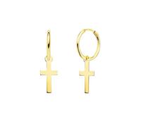 Aros Pendientes con Cruz en Oro de 18k con 24mm. aro de 12mm. con un grosor de 1.5mm.