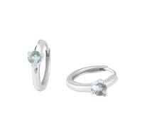 Aros Pequeños De Plata De Ley 925 con Circonita Azul Claro De Marzo y Piedra De Nacimiento Del Horóscopo 12 De 11 Mm. Joyas para Mujeres y Niñas.