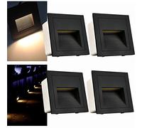 Arote - Juego de 4 lámparas led empotrables de pared iluminacion escalera led escalera empotrables (3 W, aluminio, 230 V, luz blanca cálida, IP65, impermeable), color negro