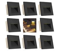 Arote - Juego de 8 Lámparas led empotrables de pared 3W, Aluminio, 230 V, luz Blanca cálida, IP65, impermeable) iluminacion escalera led escalera empotrables color negro