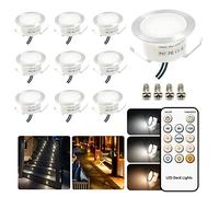 Arotelicht 10 Focos LED Empotrables Regulables para el suelo, Blanco Cálido 3000K, Blanco 4000K con Mando a distancia Focos de empotrar LED Ø32mm, IP67 impermeable 0,8W interior exterior terraza 12V