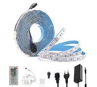 Arotelicht 24 V Cinta LED 5m RGB con mando a distancia de 44 teclas y Tranformator, 5050 300 LEDs Tira LED luminosa con DIY Color, para dormitorio, fiesta IP20, no impermeable