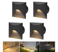 Arotelicht 4 unidades 3W LED Luz para escaleras Blanco cálido 3000K Aluminio Aplique de pared 230V Foco empotrable rectangular Resistente al agua Interior Exterior Negro Luz para escalones