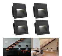 Arotelicht 4Pcs 3W LED Empotrable de Pared Cuadrado Luces de Escalera IP65 Impermeable Luces para Caminar (Blanco Frío 6000K) Aluminio Lámpara de Cabecera Iluminación y Luces Decorativas