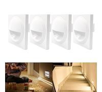 Arotelicht 4Pcs LED Luz de Escalera Foco Empotrable Blanco Cálido 3000K Luz de Pared Empotrable Caja de Interruptores 60mm Blanco