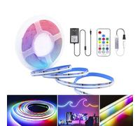 Arotelicht FCOB RGBIC Tira LED 24V COB 3M Kit de cinta LED flexible de alta densidad SPI WS2811 576LED/m IP20 Tira de luz LED que cambia de color Decoración de bricolaje con controlador y Alimentación