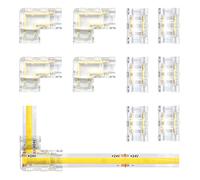 Arotelicht Juego de conectores de tira LED COB 24V 12V para LED COB de 2 pines de 8mm de ancho, conectores centrales transparentes de 6 piezas, forma de L de 4 piezas para tiras LED