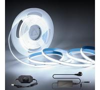 Arotelicht Tira LED COB 24V Tira de Luces LED COB 5m blanco frío 6000K regulable alta densidad 320 LED/M incluye adaptador y atenuador IP20 para dormitorio, cocina, decoración de interiores