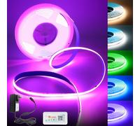 Arotelicht Tira LED COB RGB+WW/CW 5M 24V, kit de tira LED RGB CCT 840 LED/M, luces de cadena regulables de 6 pines con controlador WiFi y alimentación, multicolor IP20 para hogar, decoración DIY