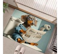 Around Felpudo Animales interesantes Un perro salchicha leyendo un periódico. para el hogar, decoración de la vida,alfombrillas de regalo de interior Ideas 45 x 75 cm lavable a máquina Marrón