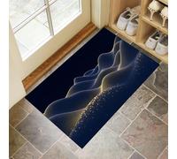 Around Felpudo Diseño abstracto Montañas con formas onduladas para el hogar, alfombras para el hogar, alfombrillas de regalo de interior Ideas 60 x 90 cm lavable a máquina Azul marino intenso